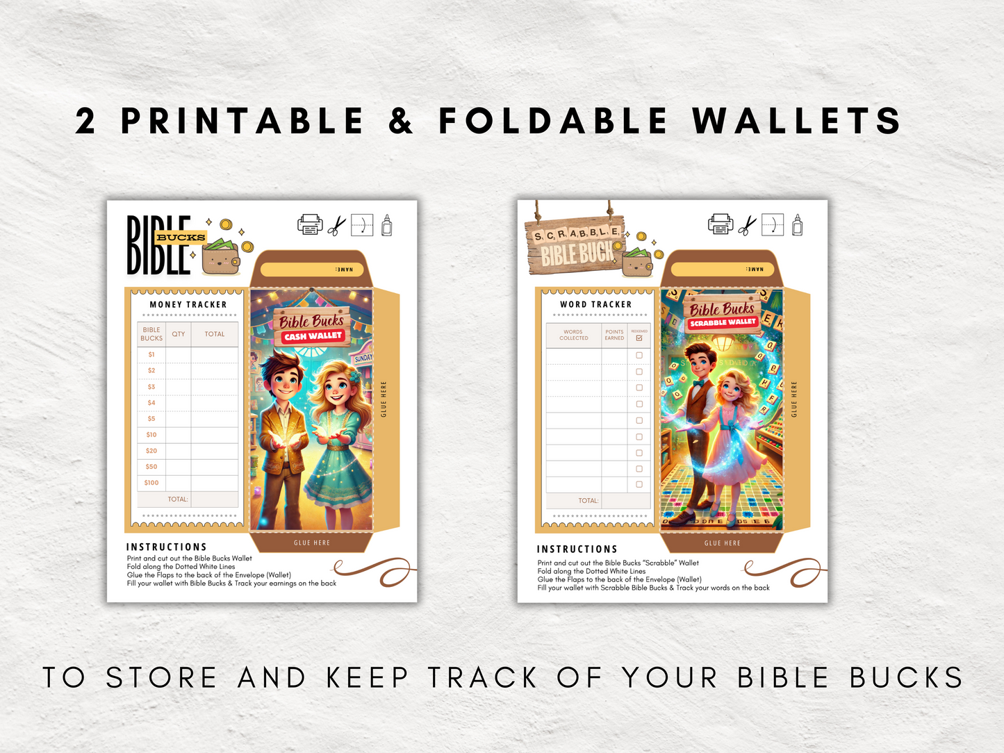 Printable Bible Bucks Bundle - 108 Unique Bible-Themed Rewards with QR Code Gospel Edition, Scrabble Games & Printable Envelopes, All Ages