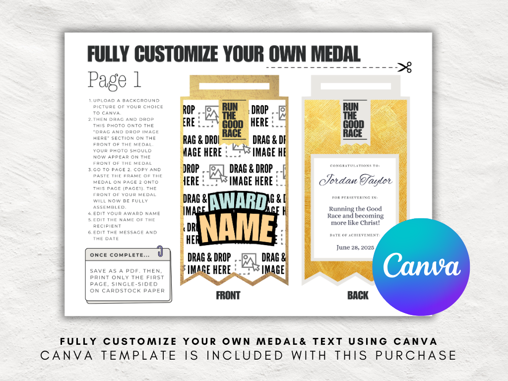 140 Unique Printable Medals for Sunday School Students, Volunteers & Parents | Bible-Inspired Awards for Ministry | Canva Template Included