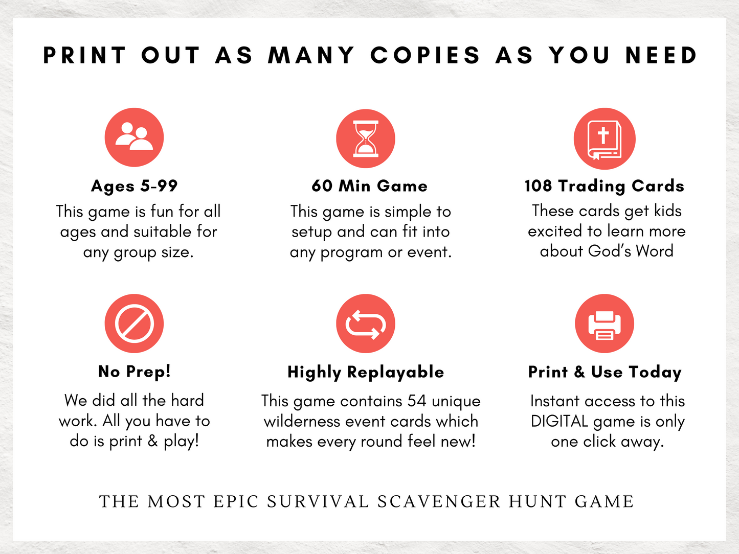 Fantastical Beasts of the Bible | Printable Survival Scavenger Hunt Game | Bible Trading Card | For Kids, Youth, VBS, Camps | 1-100+ Players