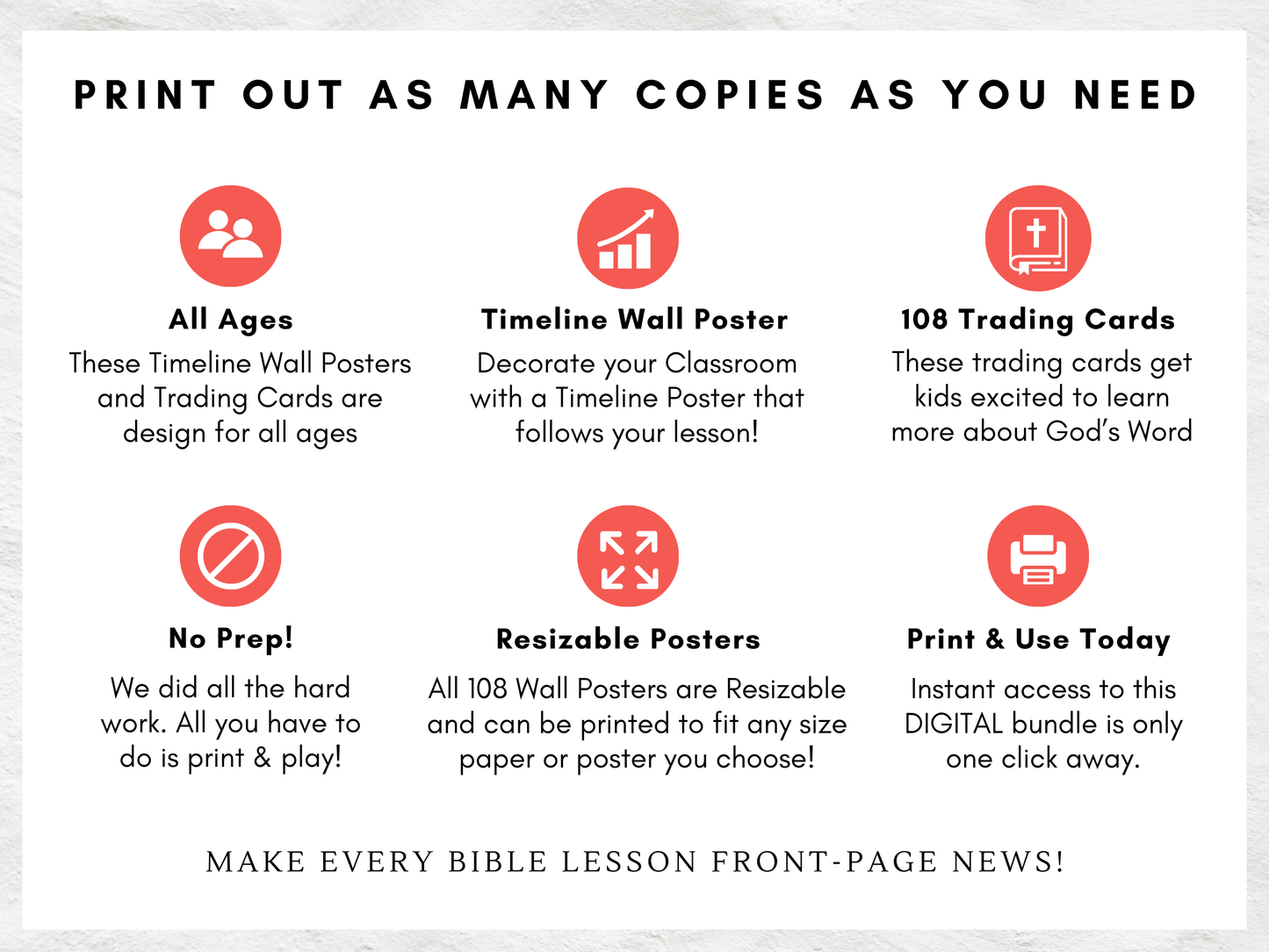 The Epic Bible Timeline Bundle | 108 Bible Story Posters + Trading Cards | Printable Bible Activities for Kids | Sunday School | VBS