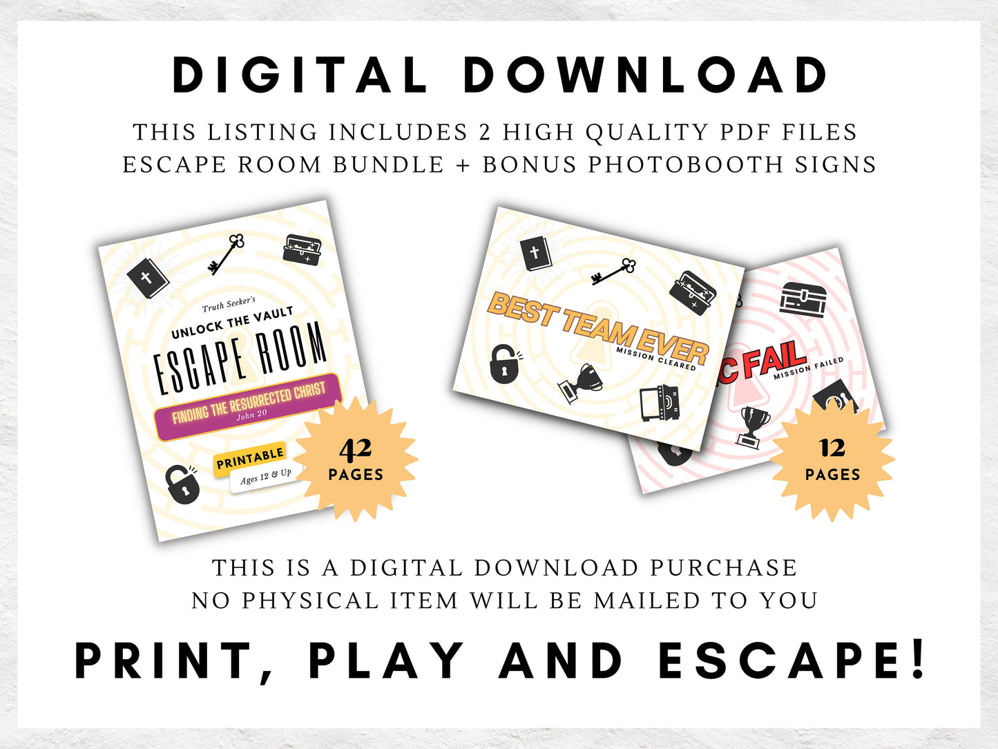 Bible Study Escape Room Game | John 20 | Resurrection | Easter Escape Room Printable Kit for Teens & Adults | Youth Group Game