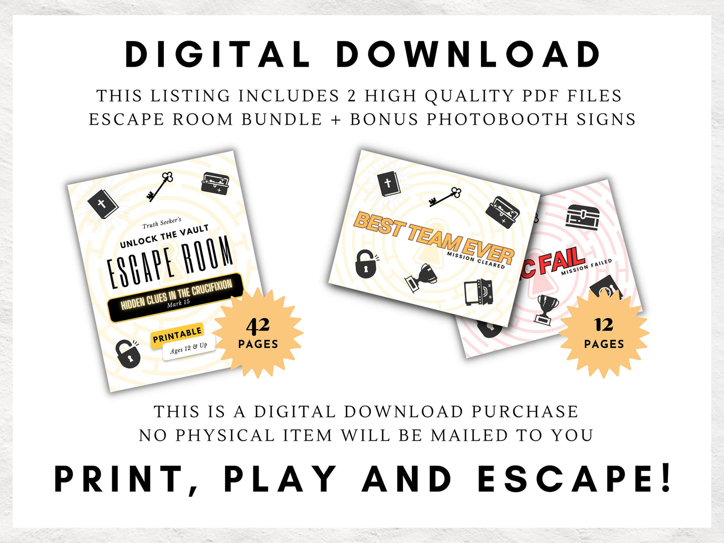 Bible Study Escape Room Game | Easter and Good Friday Printable Kit for Teens & Adults | Mark 15 | Fun Youth Group Game | Unlock the Vault