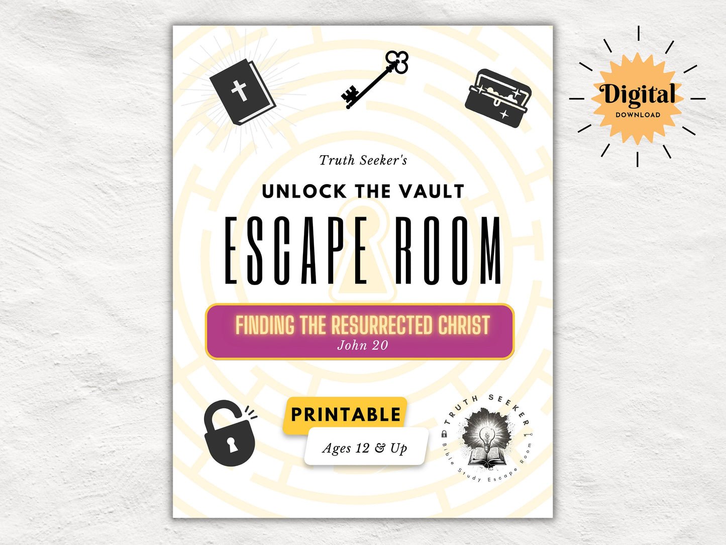 Bible Study Escape Room Game | John 20 | Resurrection | Easter Escape Room Printable Kit for Teens & Adults | Youth Group Game