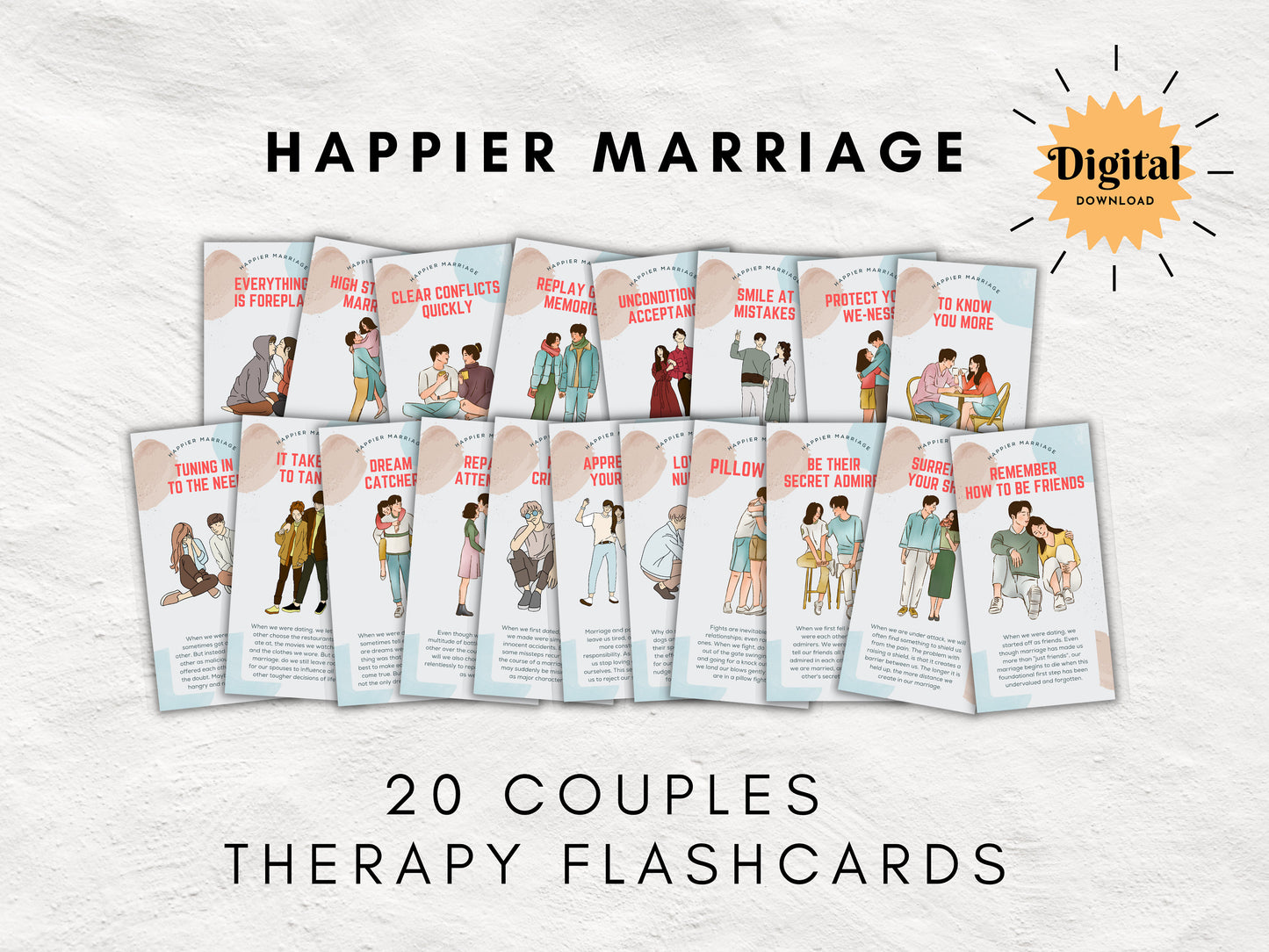 Couples Therapy Flashcards, Relationship Rehab Printable, Marriage Advice Digital Download, Couples Counseling Cards, INSTANT DOWNLOAD