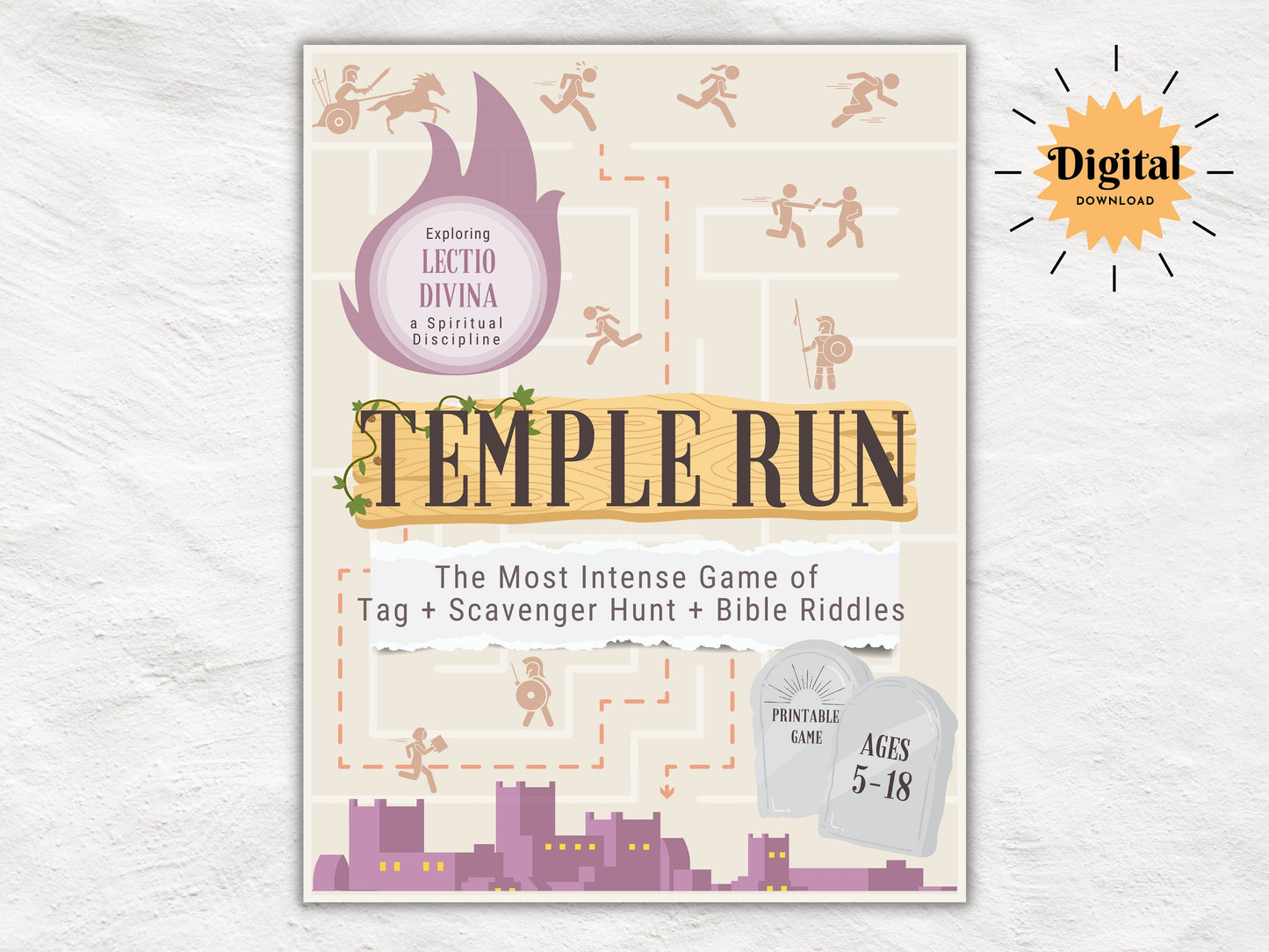 Temple Run | Scavenger Hunt Kit | Easter Egg Hunt | Children and Youth Ministry Game | Lectio Divina Spiritual Discipline | Printable