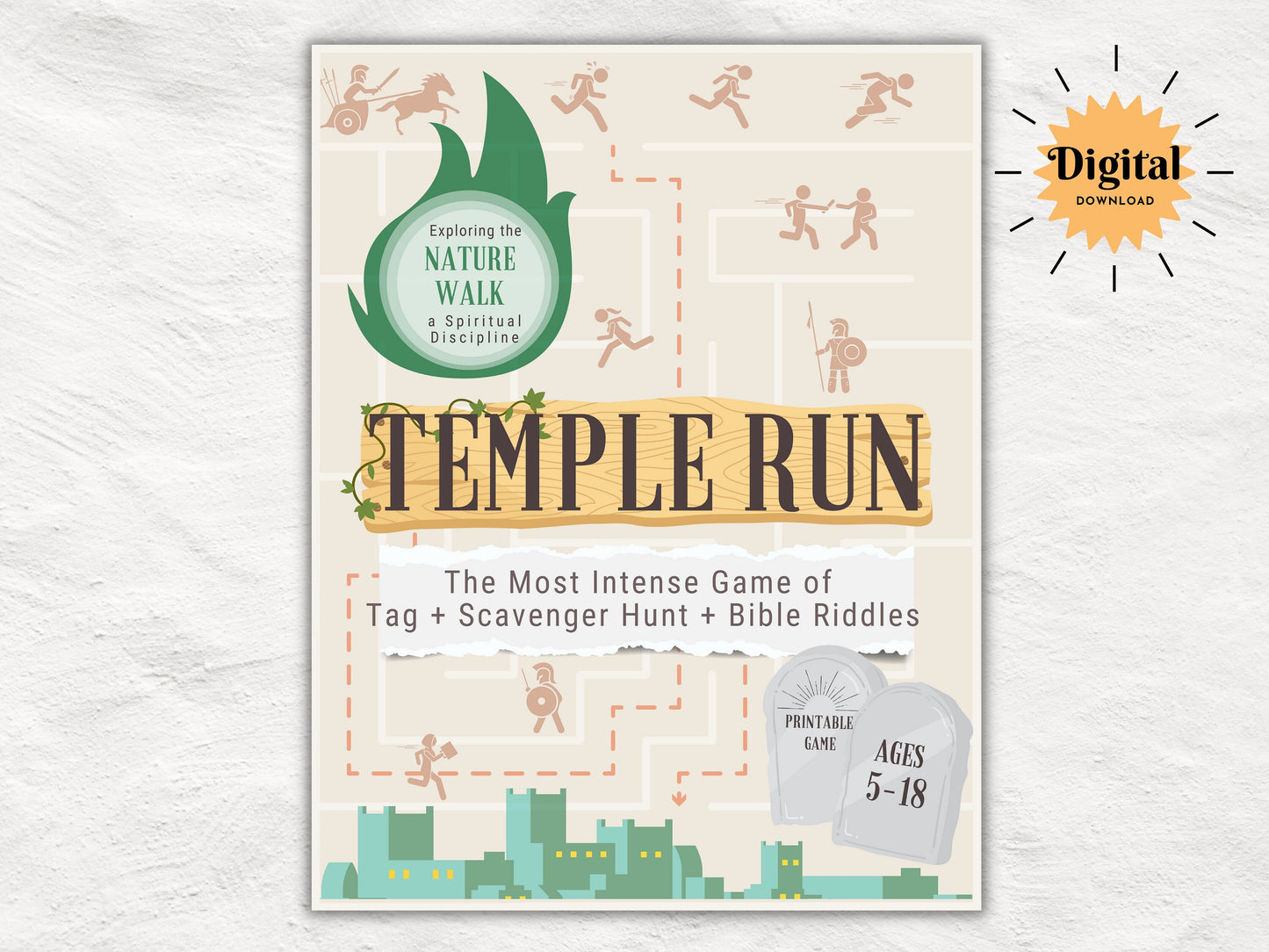 Temple Run | Scavenger Hunt Kit | Easter Egg Hunt | Children and Youth Ministry Game | Nature Walk Spiritual Discipline | Printable