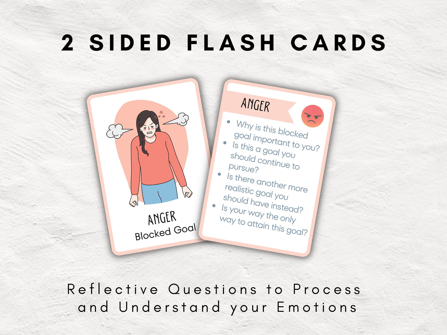 Printable Emotions Flash Cards | Learn the Feelings | Therapy Journal Cards| INSTANT DOWNLOAD | Printable PDF