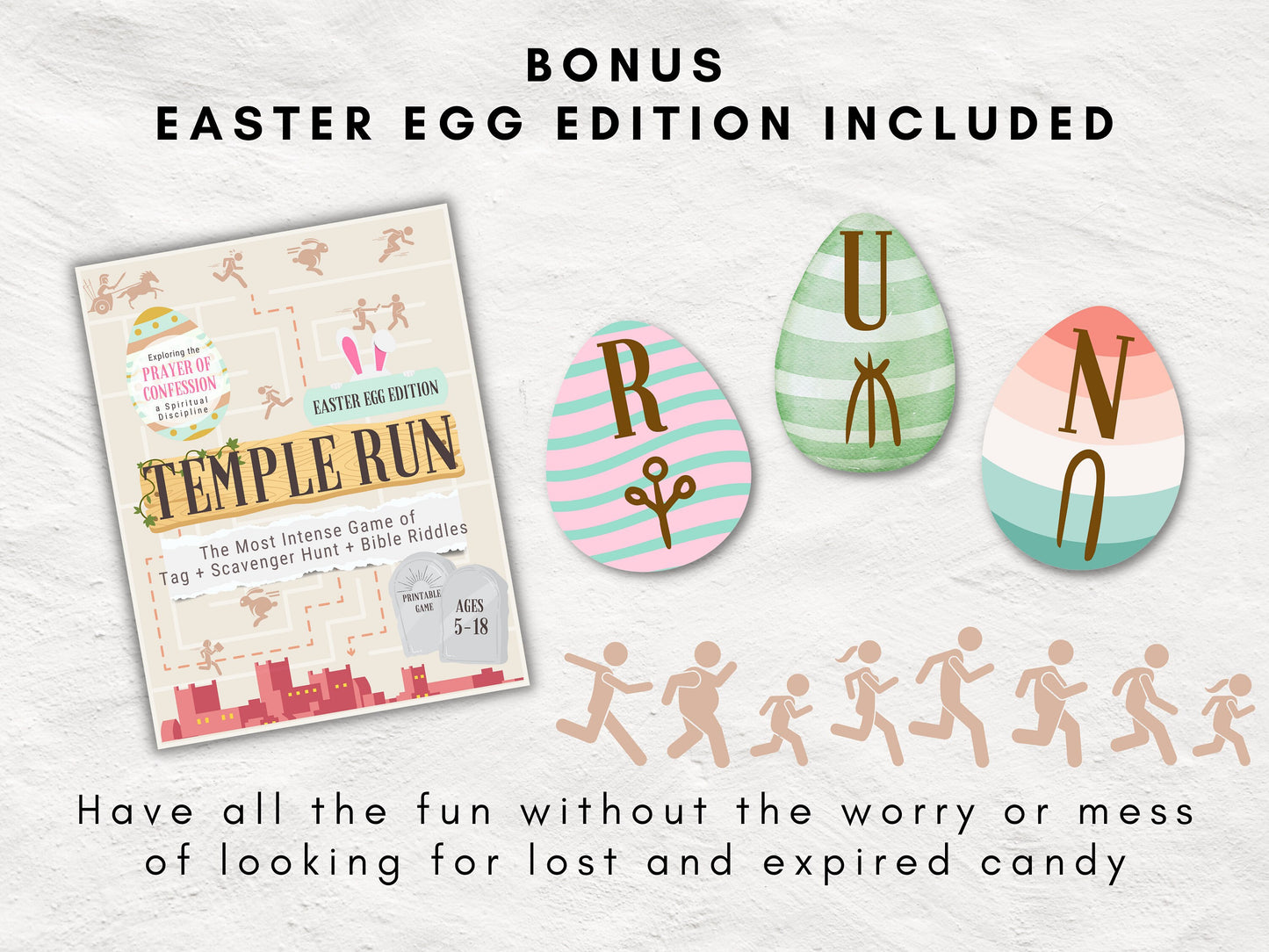 Temple Run | Scavenger Hunt Kit | Easter Egg Hunt | Children and Youth Ministry Game | Prayer of Confession Spiritual Discipline | Printable