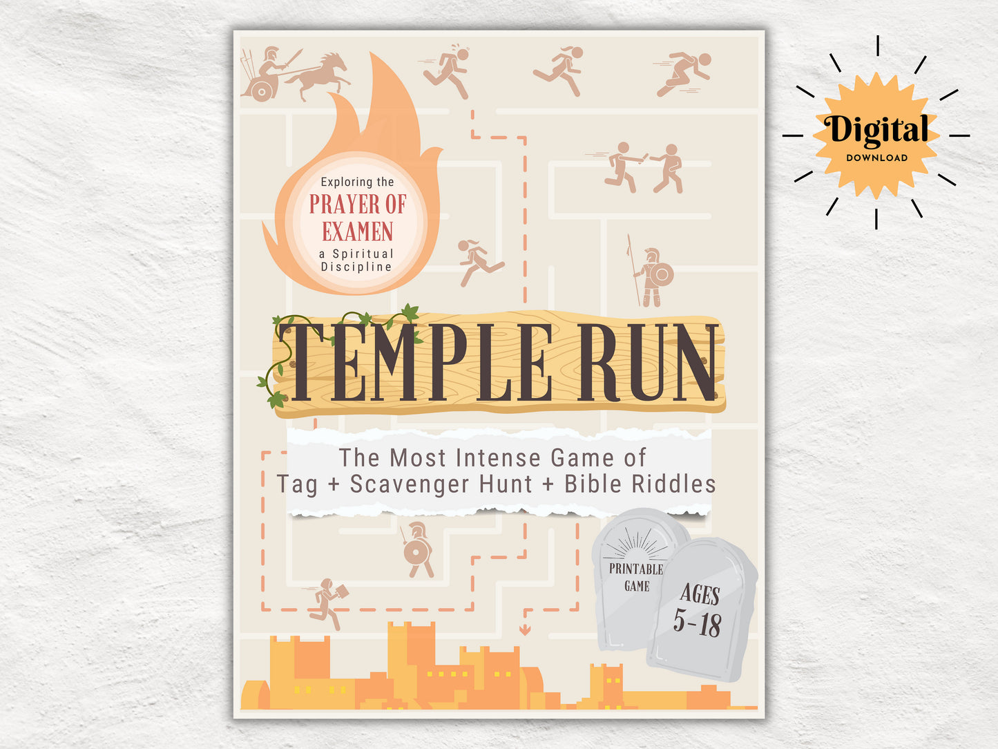 Temple Run | Scavenger Hunt Kit | Easter Egg Hunt | Children and Youth Ministry Game | Prayer of Examen Spiritual Discipline | Printable
