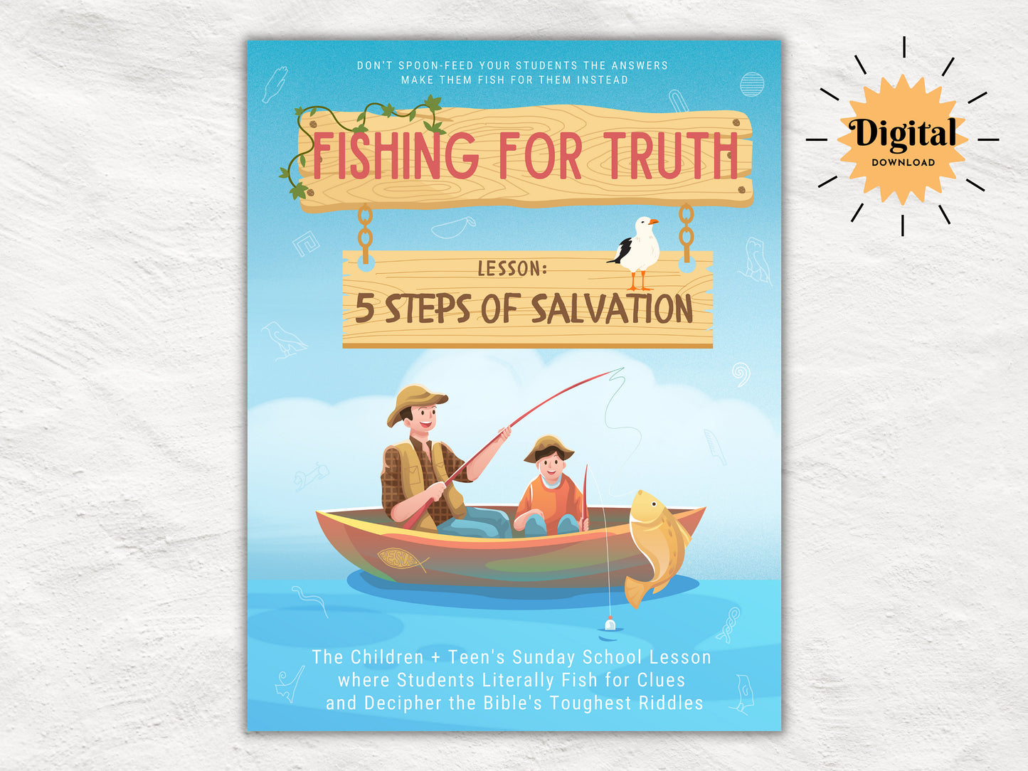 Fishing for Truth | Children and Youth Sunday School | 5 Steps of Salvation | Lesson and Game | Gospel Tract | Romans Road | Bible Lesson