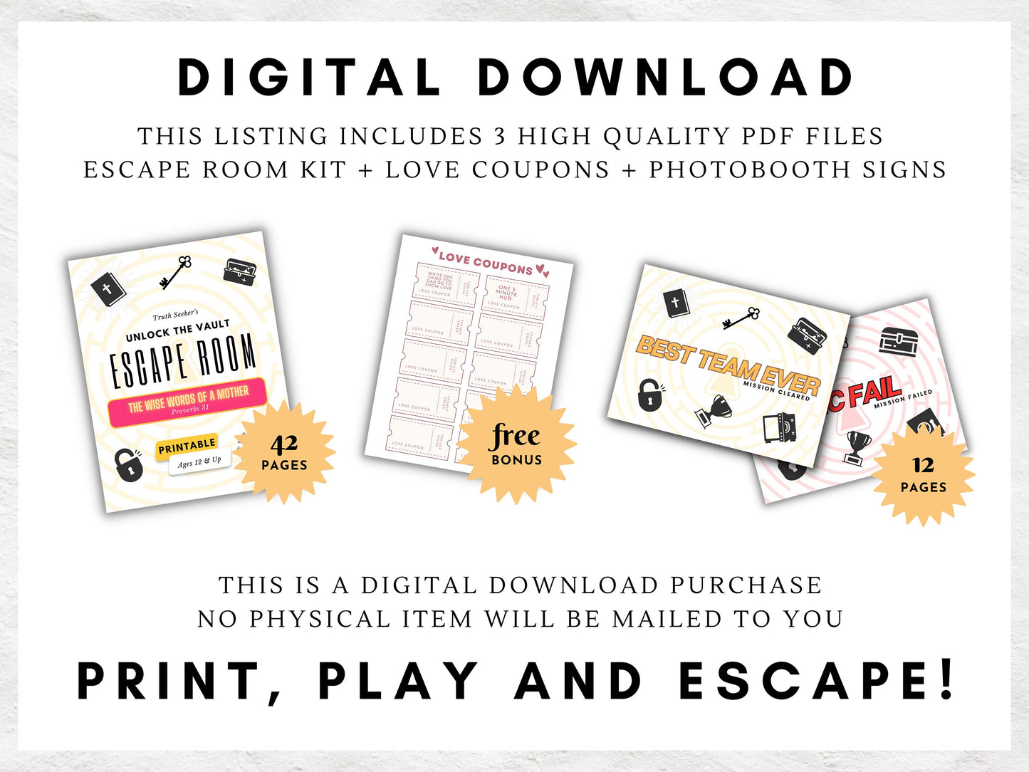 Bible Study Escape Room Game | Mother's Day | Proverbs 31 | Escape Room Printable Kit for Teens & Adults | Youth Group Game | Church Game