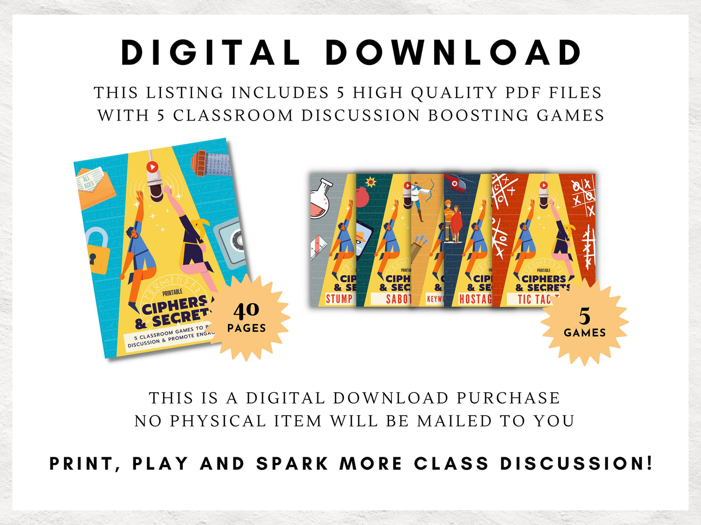 Classroom Discussion Games Bundle | Elementary, Middle, and High School Games to Boost Engagement and Learning | DIY Printable Escape Room