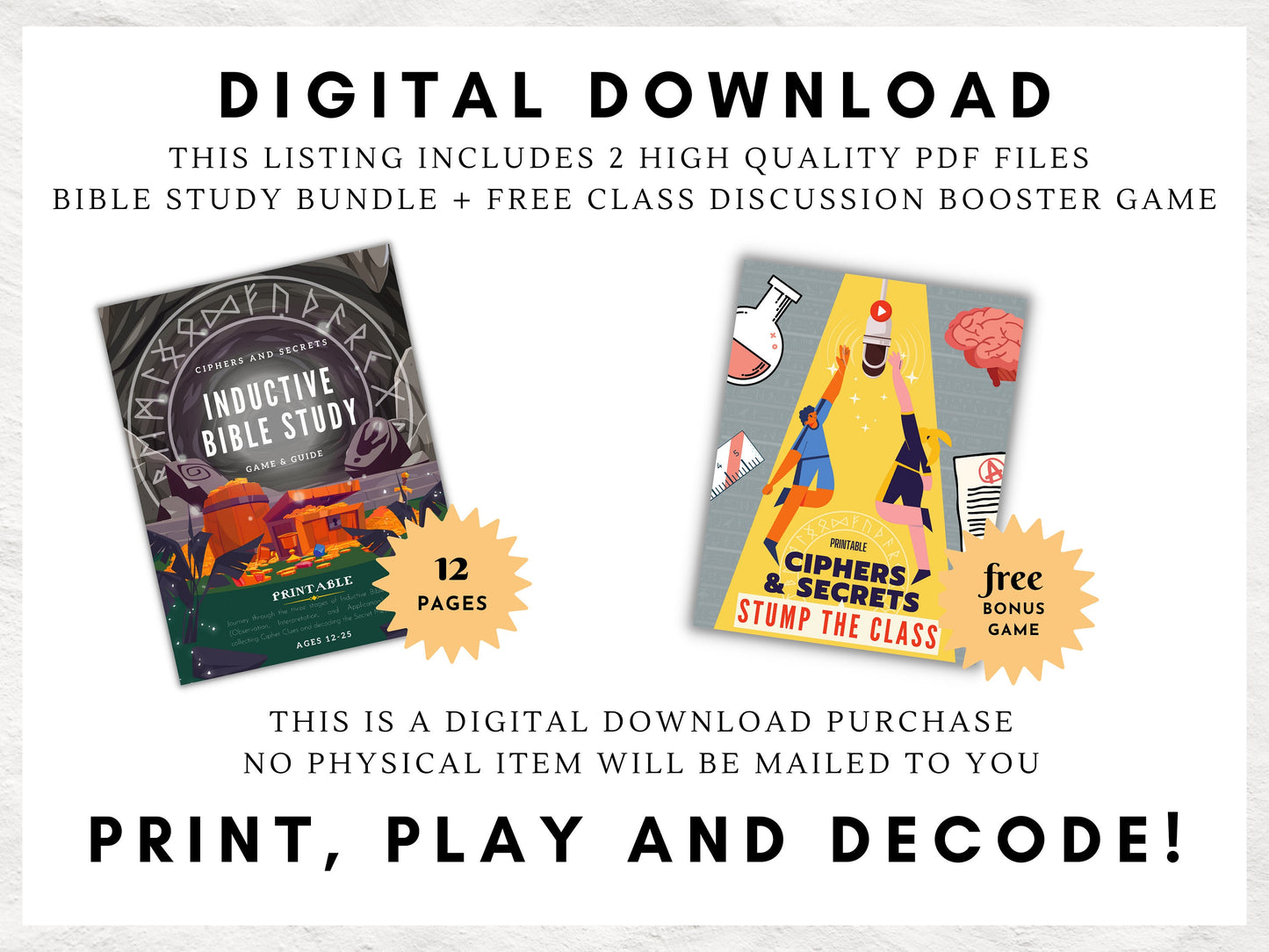 The Essentials Inductive Bible Study Toolkit | Bible Study Guide & Game | Ciphers and Secrets Church Game | Youth Ministry Bible Bundle