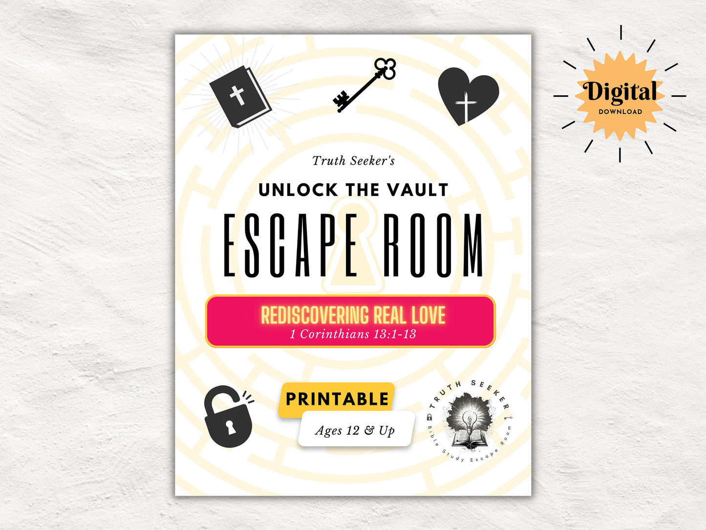 Rediscover Real Love | Fun Bible Study Escape Room Game for Teens & Adults | 1 Corinthians 13 | Unlock the Vault | Journey into God's Word