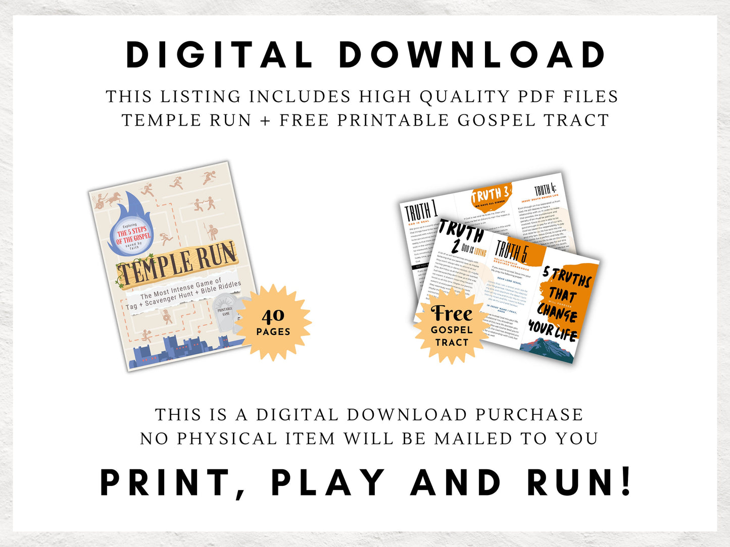 The 5 Steps of the Gospel | Scavenger Hunt Kit | Gospel of Salvation Tract | Church and Youth Ministry Game | Church Gospel Tract