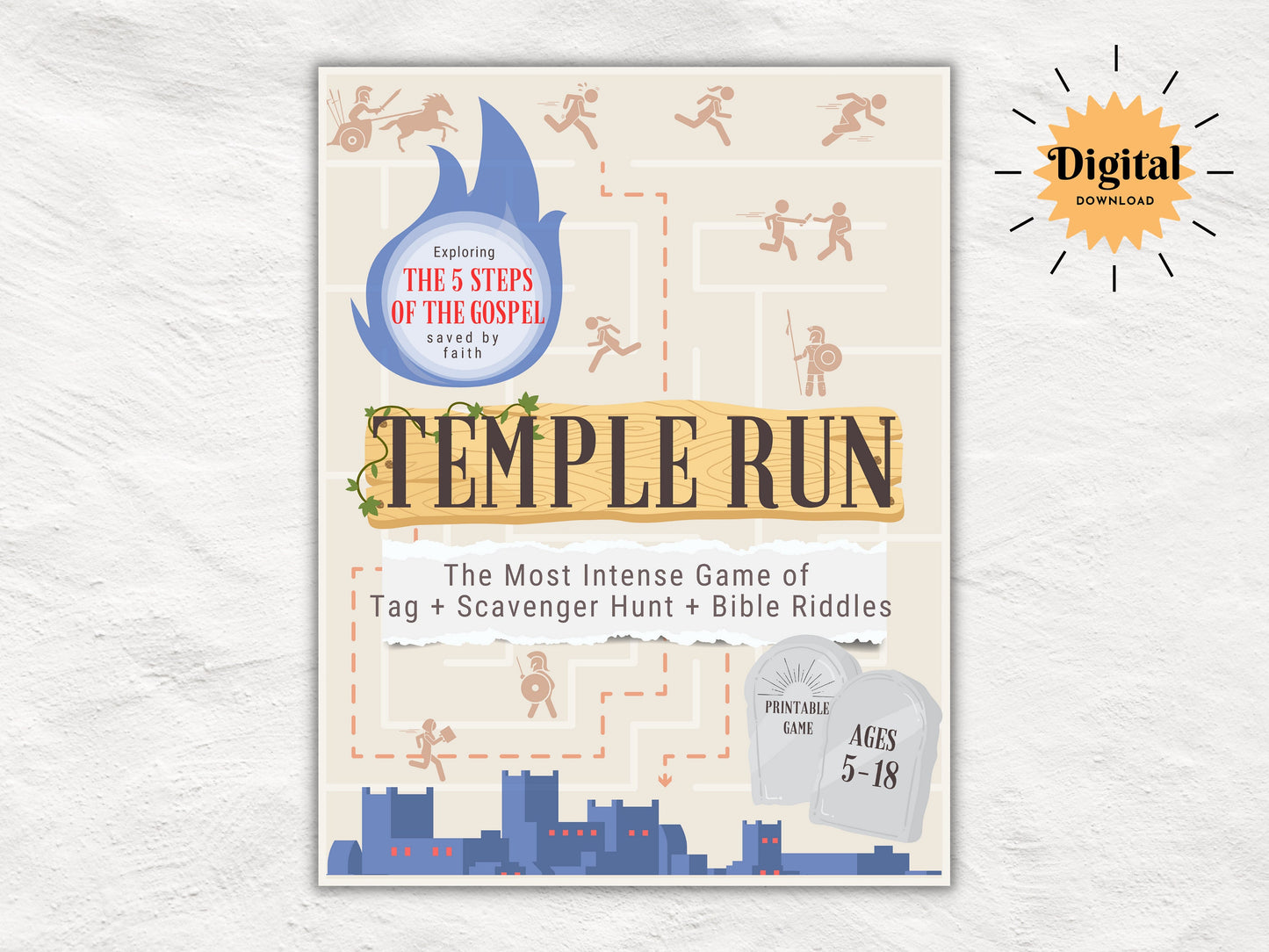 The 5 Steps of the Gospel | Scavenger Hunt Kit | Gospel of Salvation Tract | Church and Youth Ministry Game | Church Gospel Tract