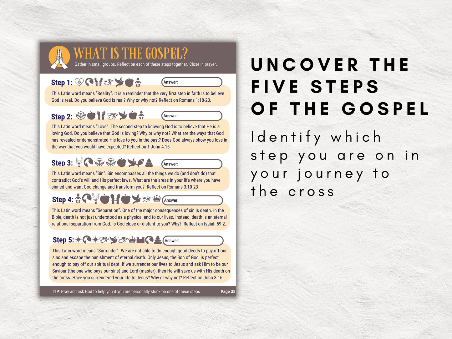 The 5 Steps of the Gospel | Scavenger Hunt Kit | Gospel of Salvation Tract | Church and Youth Ministry Game | Church Gospel Tract