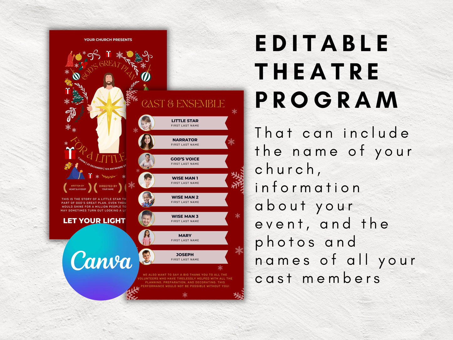Christmas Nativity Play All-in-One Kit for Children and Teens | Editable Theatre Program | Prop Kit | Editable Script | Message | Game