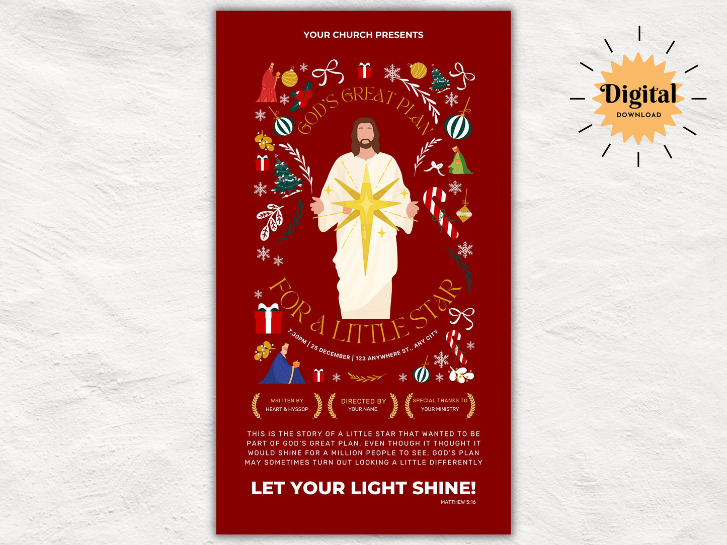 Christmas Nativity Play All-in-One Kit for Children and Teens | Editable Theatre Program | Prop Kit | Editable Script | Message | Game
