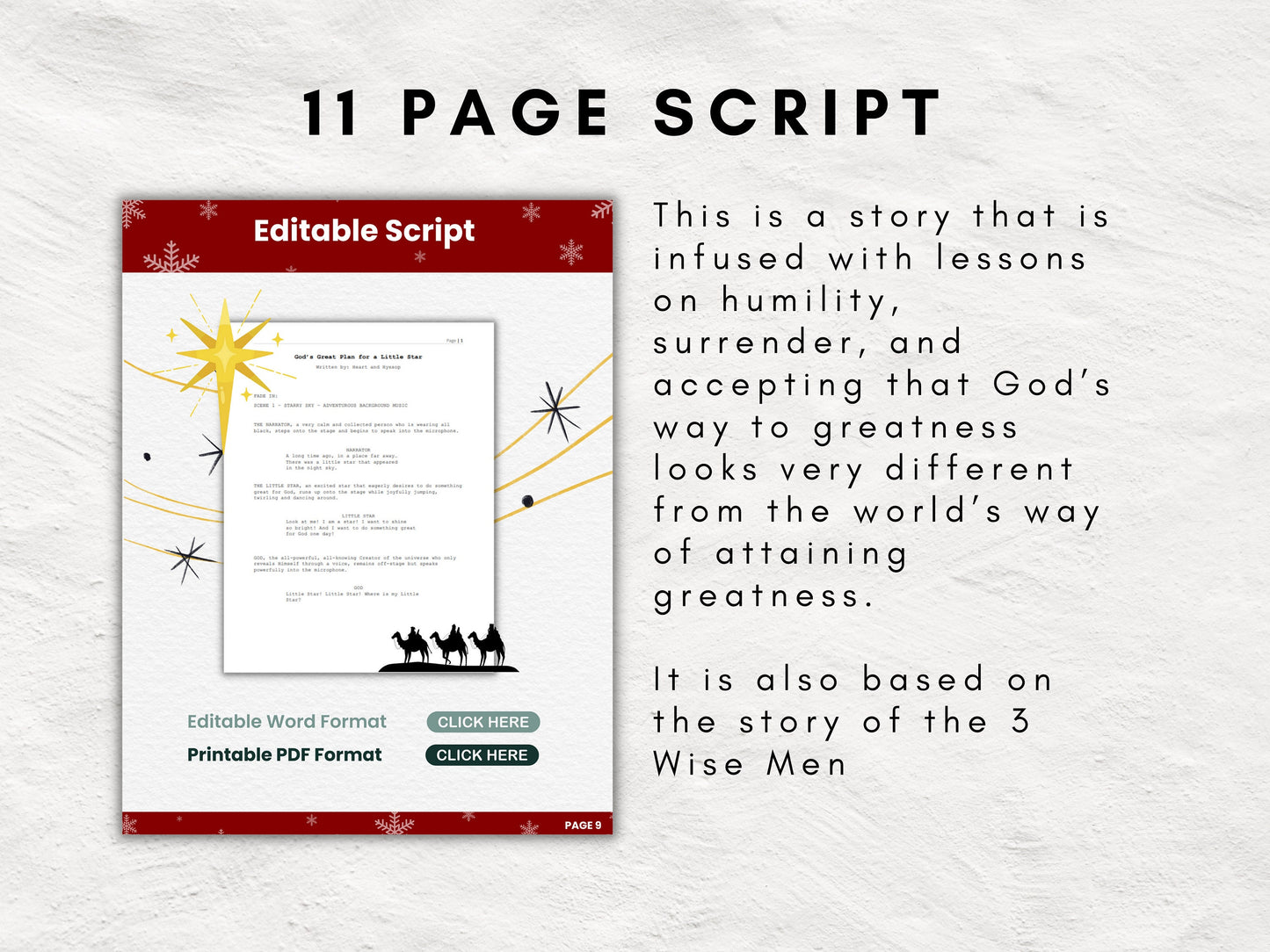 Christmas Nativity Play All-in-One Kit for Children and Teens | Editable Theatre Program | Prop Kit | Editable Script | Message | Game