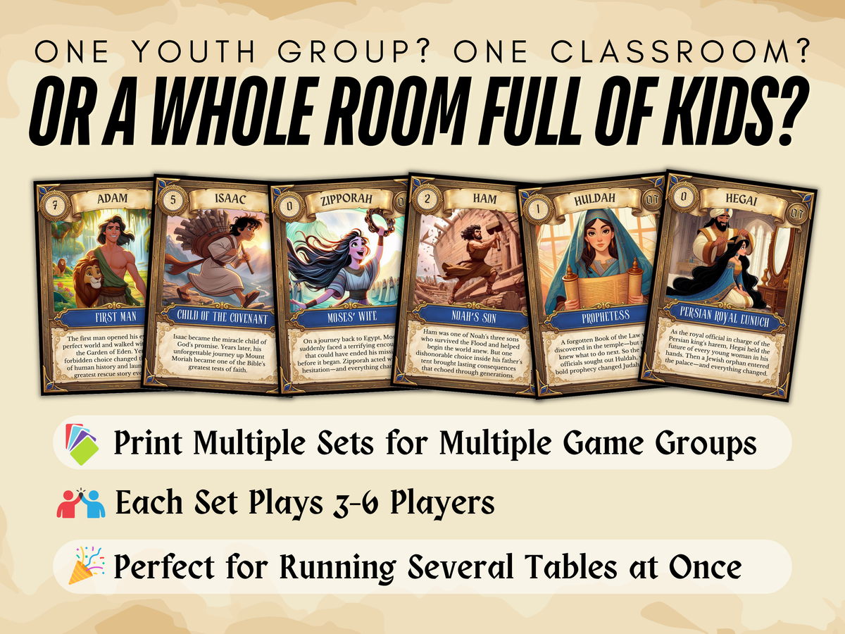 Printable Bible Card Game for Kids & Teens, Christian Family Game, Sunday School Youth Group Game, Old Testament Homeschool Game PDF