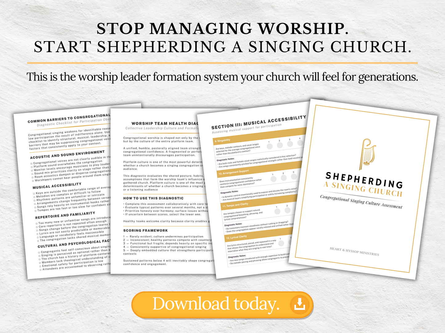 Worship Leader Training Handbook (64 Pages) + 52 Week Devotional | Worship Pastor Resource | Church Worship Ministry Worship Training Guide