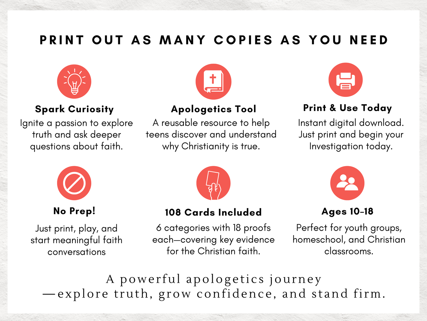 Christian Apologetics Curriculum for Teens | 108 Bible Evidence Trading Cards Game | Youth Group Lessons | Homeschool | Christian Printable
