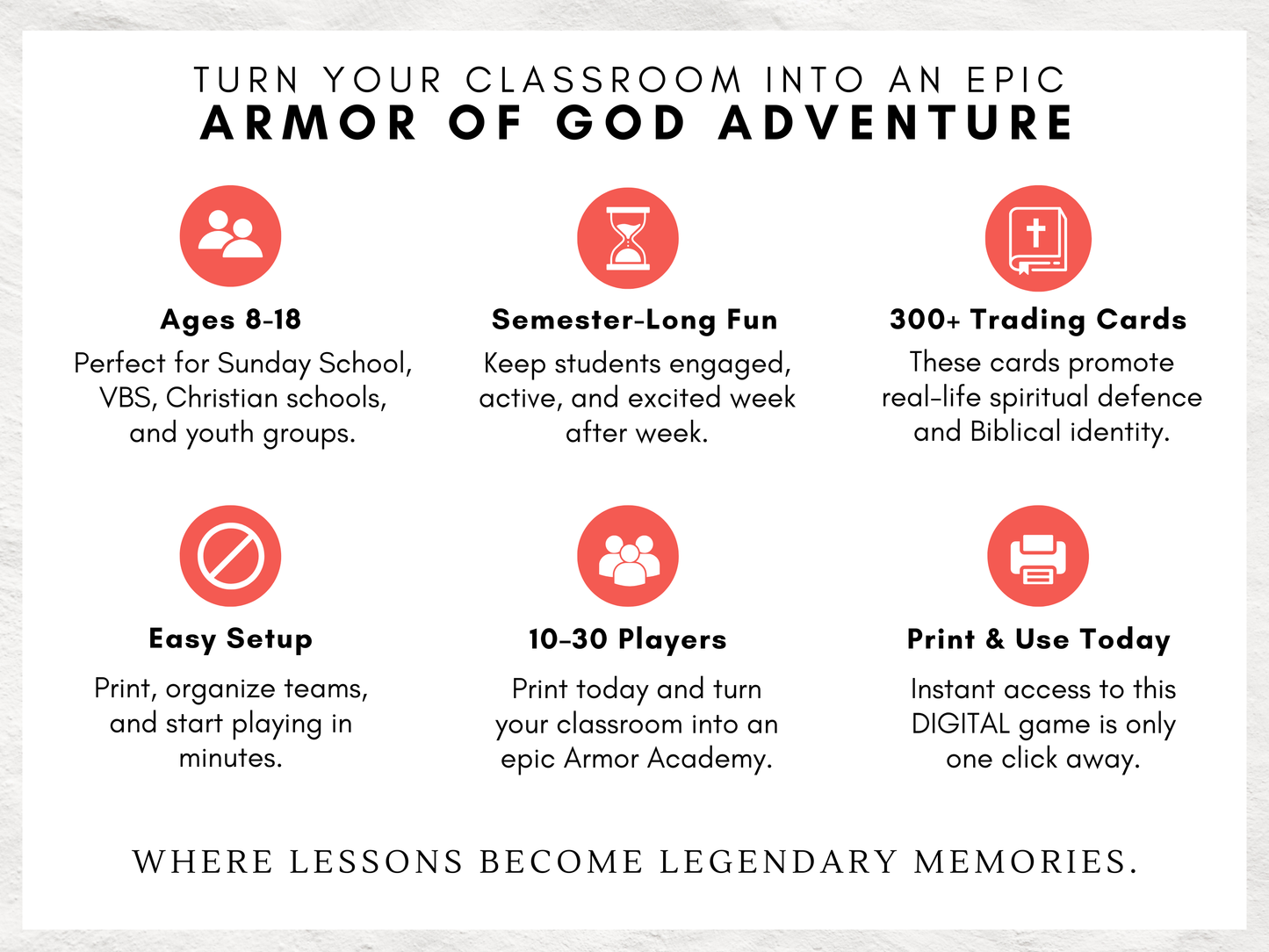 Armor Academy Christian Classroom Game Bundle | Armor of God Reward System | 324 Trading Cards + 324 Mini Games | VBS & Sunday School Game