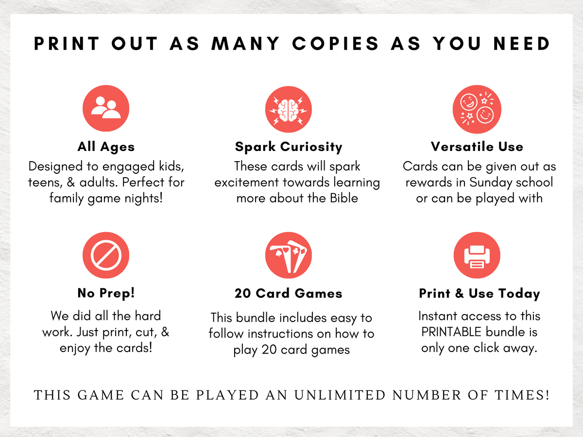 Bible Character Playing Cards | 52 Old Testament Characters | Printable Christian Card Game