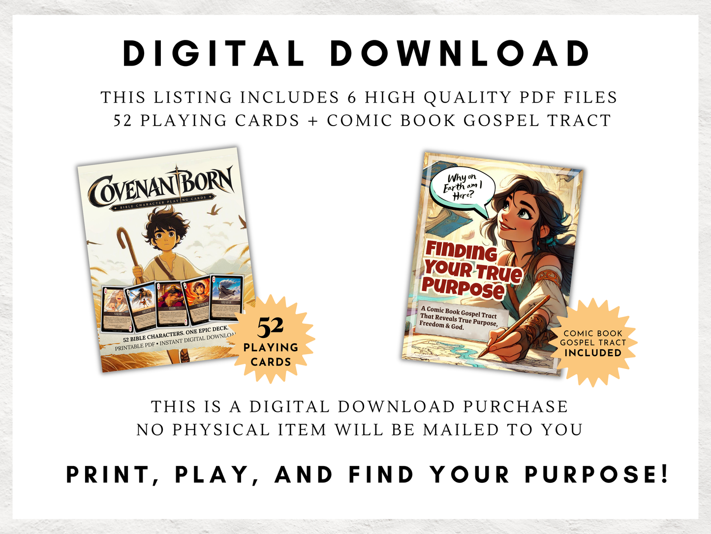 Bible Character Playing Cards | 52 Old Testament Characters | Printable Christian Card Game
