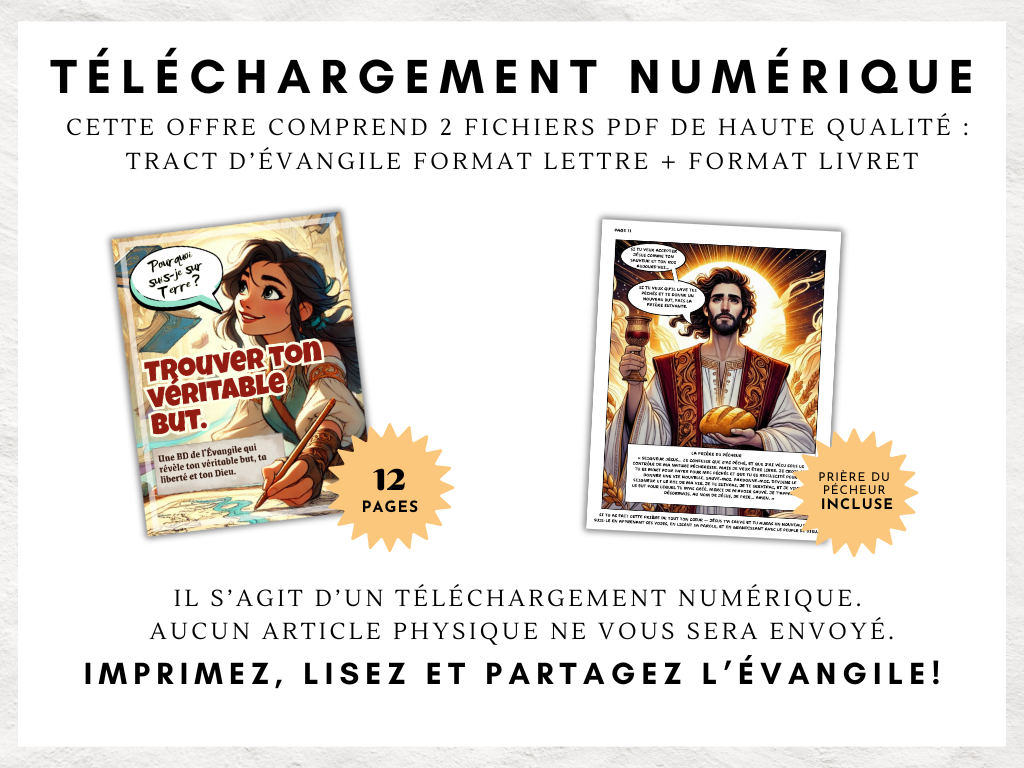 Bande dessinée chrétienne imprimable — tract de l’Évangile pour enfants et ados | Plan du salut | Format lettre + livret | Heart and Hyssop