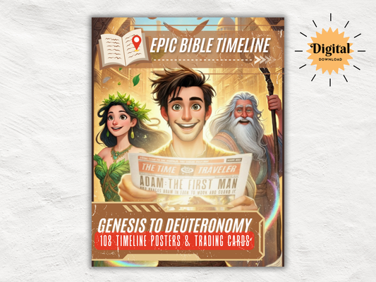 The Epic Bible Timeline Bundle | 108 Bible Story Posters + Trading Cards | Printable Bible Activities for Kids | Sunday School | VBS