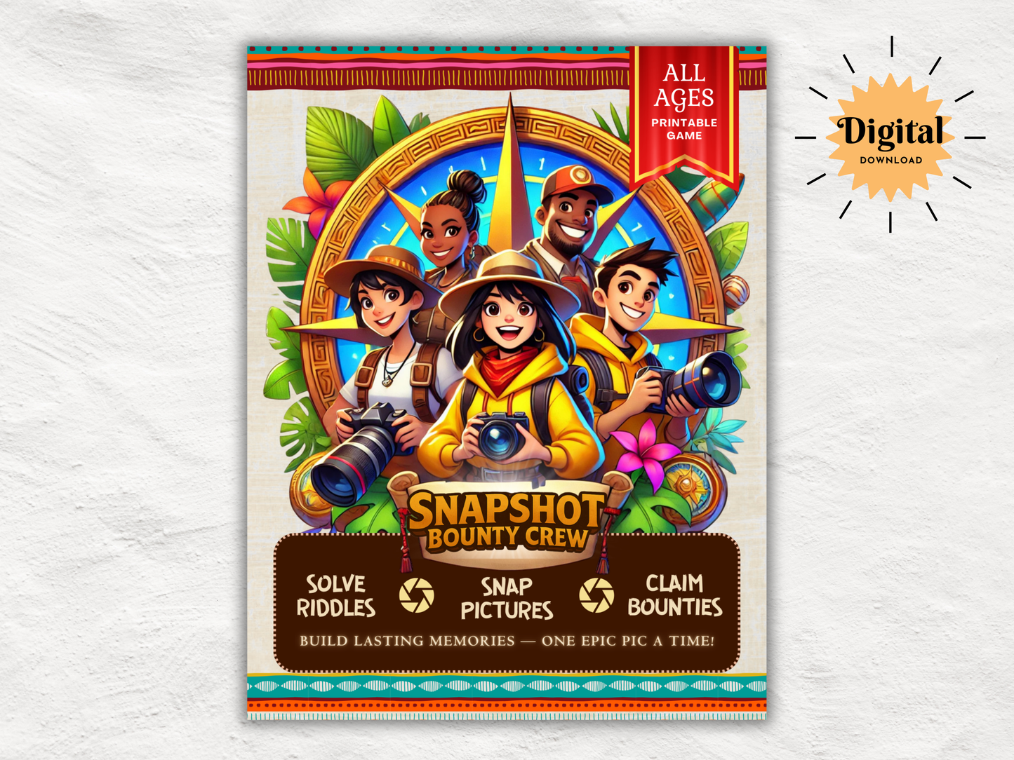 Snapshot Bounty Crew | Printable Riddle-Based Photo Scavenger Hunt Game | Indoor & Outdoor Team Icebreaker Game | All Ages Digital Download