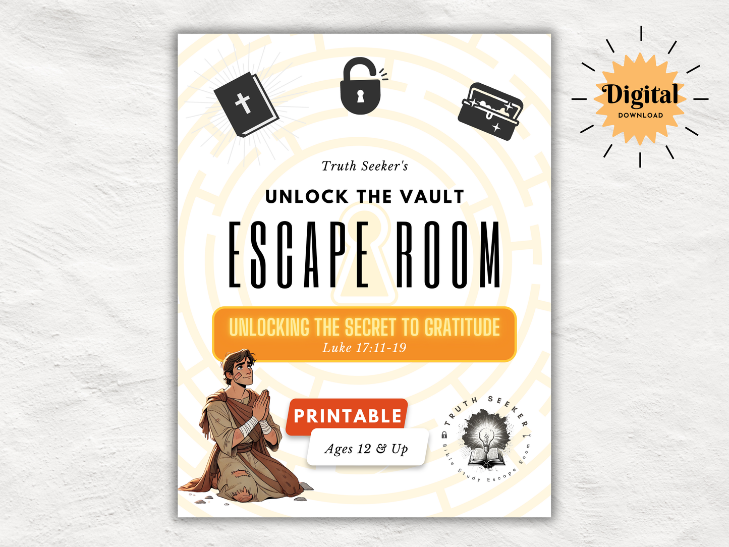 Luke 17: Thankfulness Bible Study Escape Room (ESV & KJV) | Youth Group Game | Printable Church Activity | Christian Family Fellowship Game