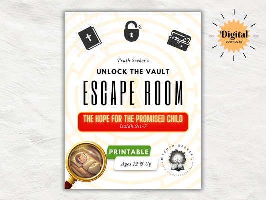 Bible Study Christmas Escape Room for Teens – Isaiah 9 Game | Youth Group Printable | Christian Christmas Activity | Inductive Study Tool