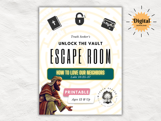 Bible Study Escape Room Kit – Love Your Neighbor (Luke 10:25-37) | Printable Youth Group Game | Digital Download | Teens & Adult Church Game