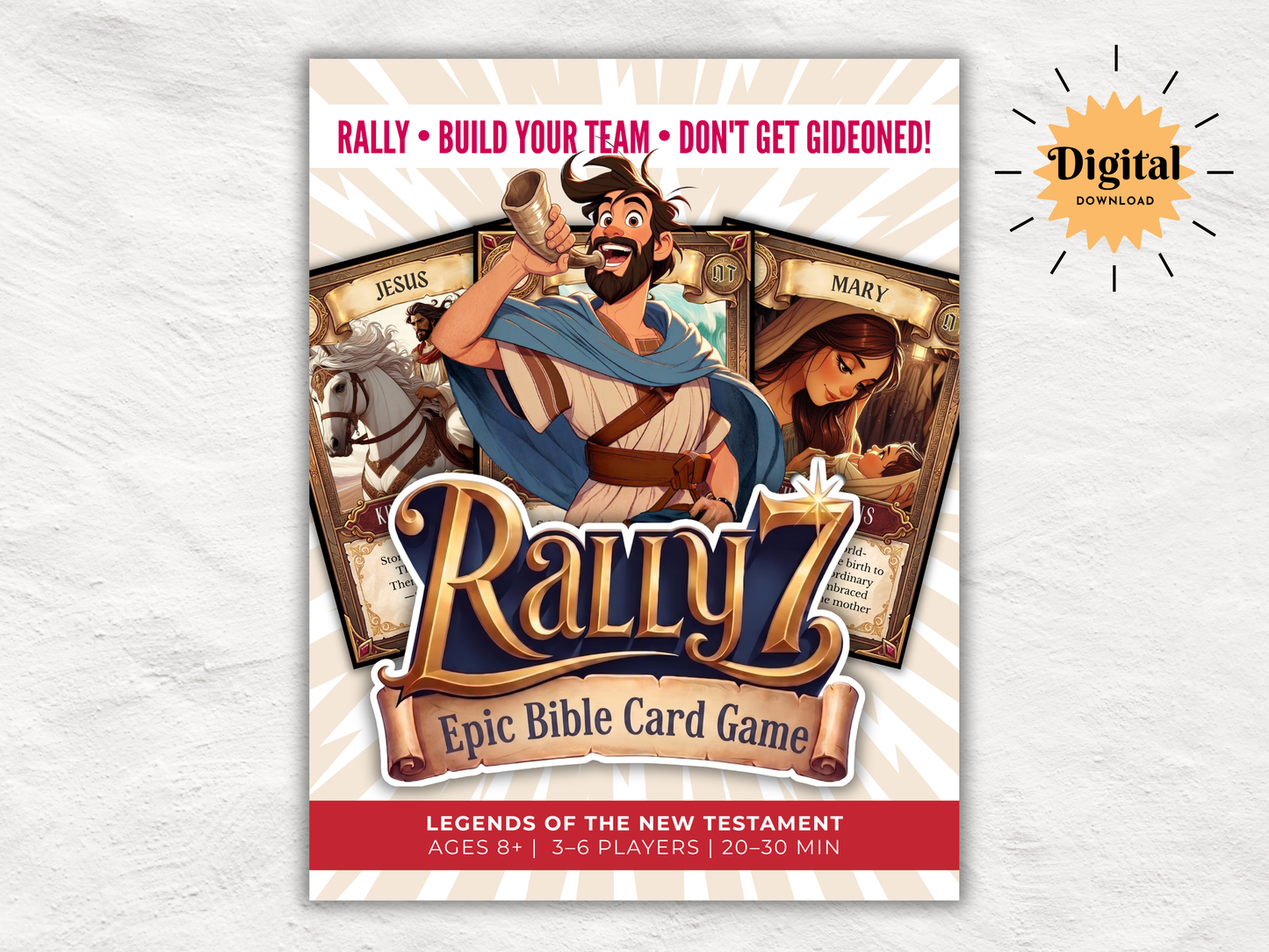 Rally 7 New Testament Bible Card Game | Printable Christian Game for Kids & Teens | Sunday School, Youth Group, Homeschool, Bible Study