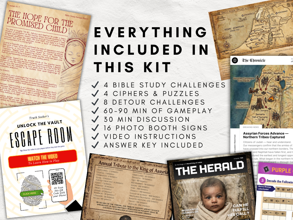 Bible Study Christmas Escape Room for Teens – Isaiah 9 Game | Youth Group Printable | Christian Christmas Activity | Inductive Study Tool