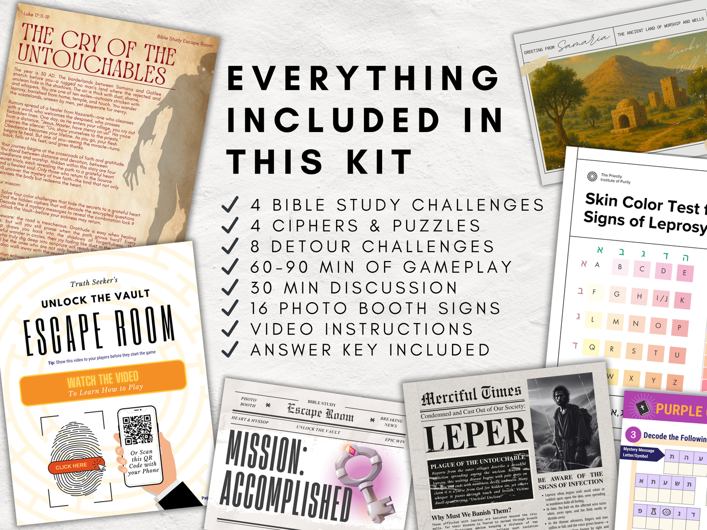 Luke 17: Thankfulness Bible Study Escape Room (ESV & KJV) | Youth Group Game | Printable Church Activity | Christian Family Fellowship Game