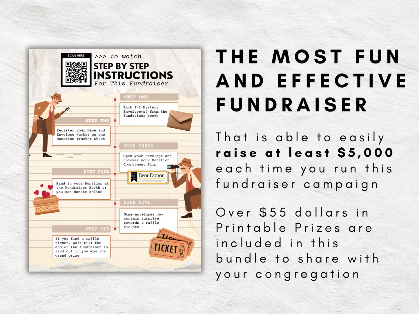 Mystery Envelope Fundraiser Printable Kit |  Ultimate Church Fundraiser All-in-One Toolkit | 100 Custom Bible Inspired Mystery Envelopes