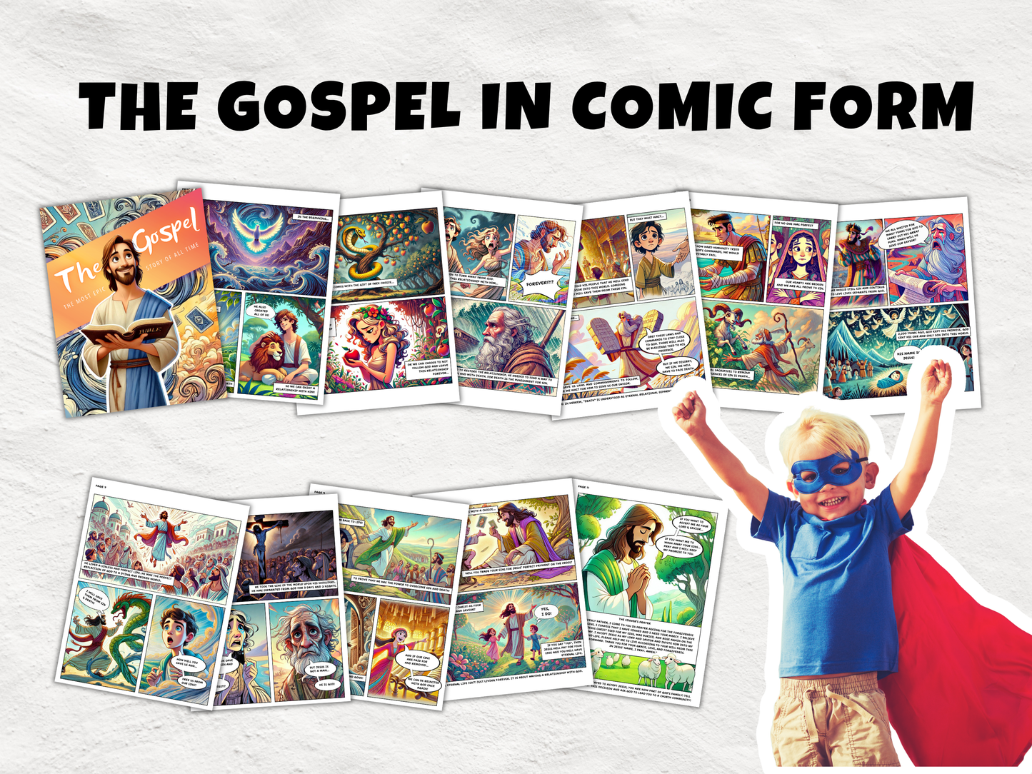 Comic Book Gospel Tract |  12 Page Graphic Novel to Share Jesus' Good News | Printable Evangelism Tool | Sinner's Prayer Included