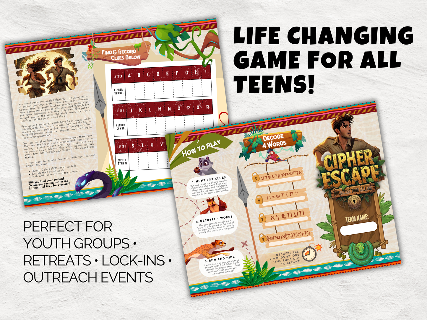 Cipher Escape | Christian Escape Room Game for Teens | Youth Group, Retreat, Lock-In, Purpose Activity, Digital Download