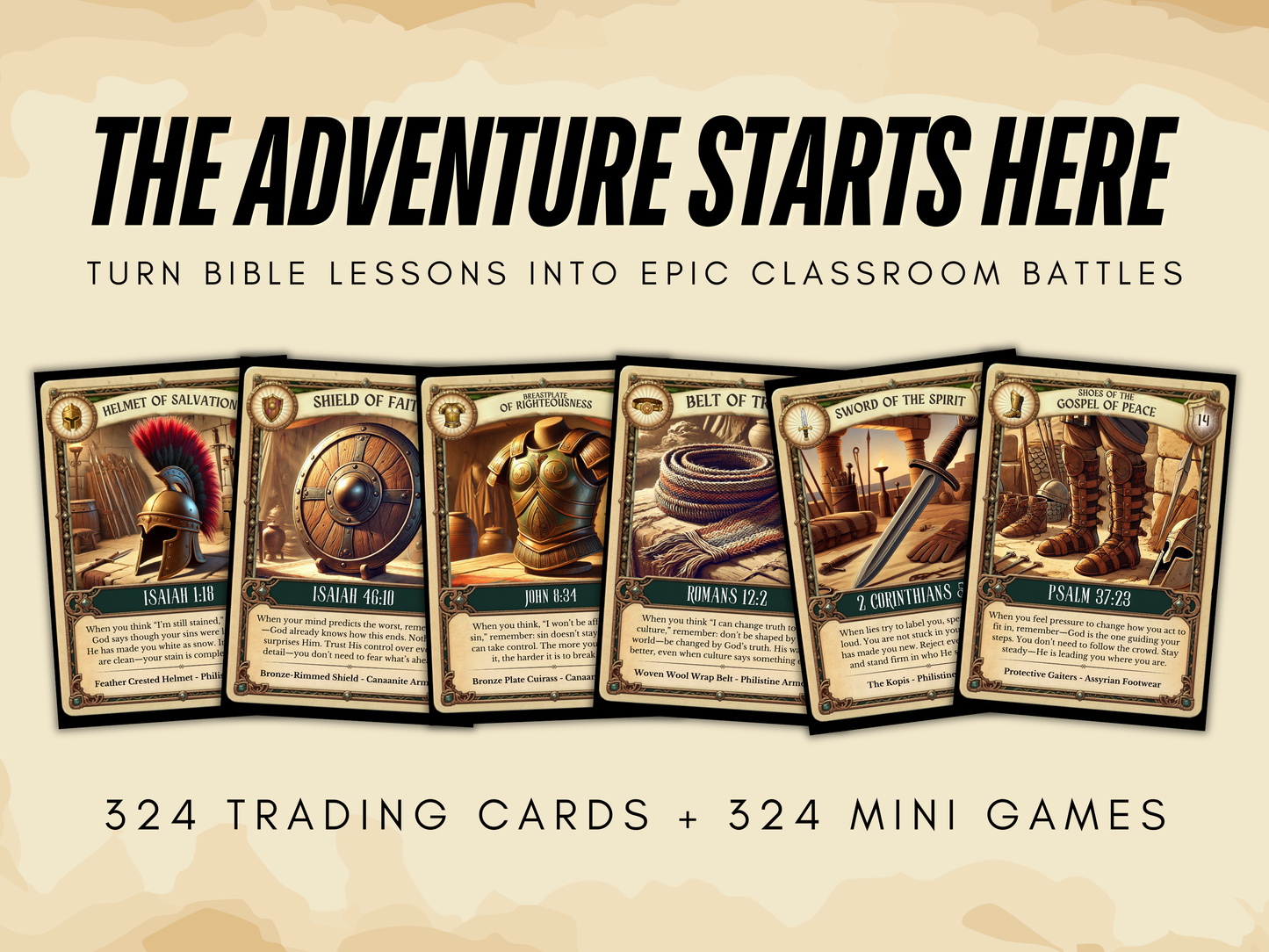 Armor Academy Christian Classroom Game Bundle | Armor of God Reward System | 324 Trading Cards + 324 Mini Games | VBS & Sunday School Game
