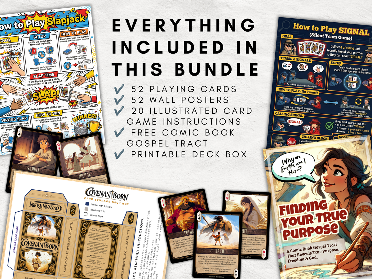Bible Character Playing Cards | 52 Old Testament Characters | Printable Christian Card Game
