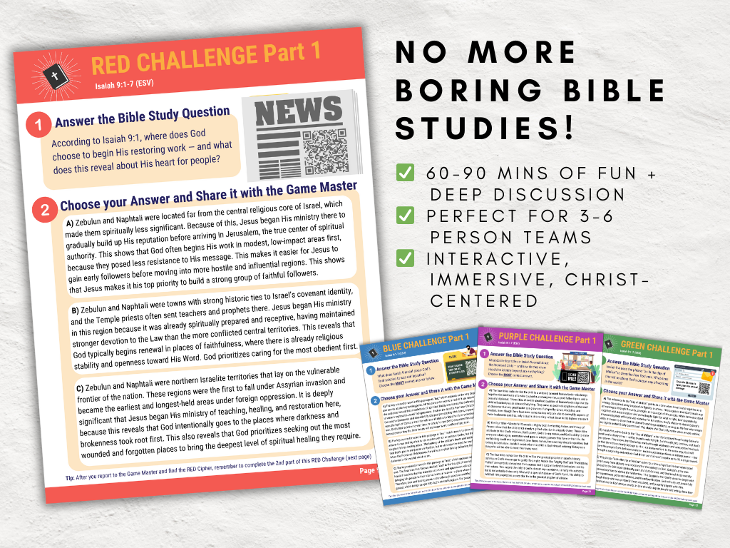 Bible Study Christmas Escape Room for Teens – Isaiah 9 Game | Youth Group Printable | Christian Christmas Activity | Inductive Study Tool