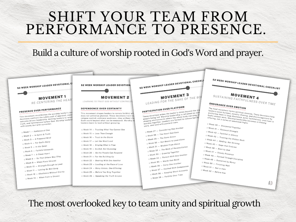 52-Week Worship Devotionals for Worship Leaders | No-Prep Team Devos | Spiritual Formation | Worship Ministry Digital Download
