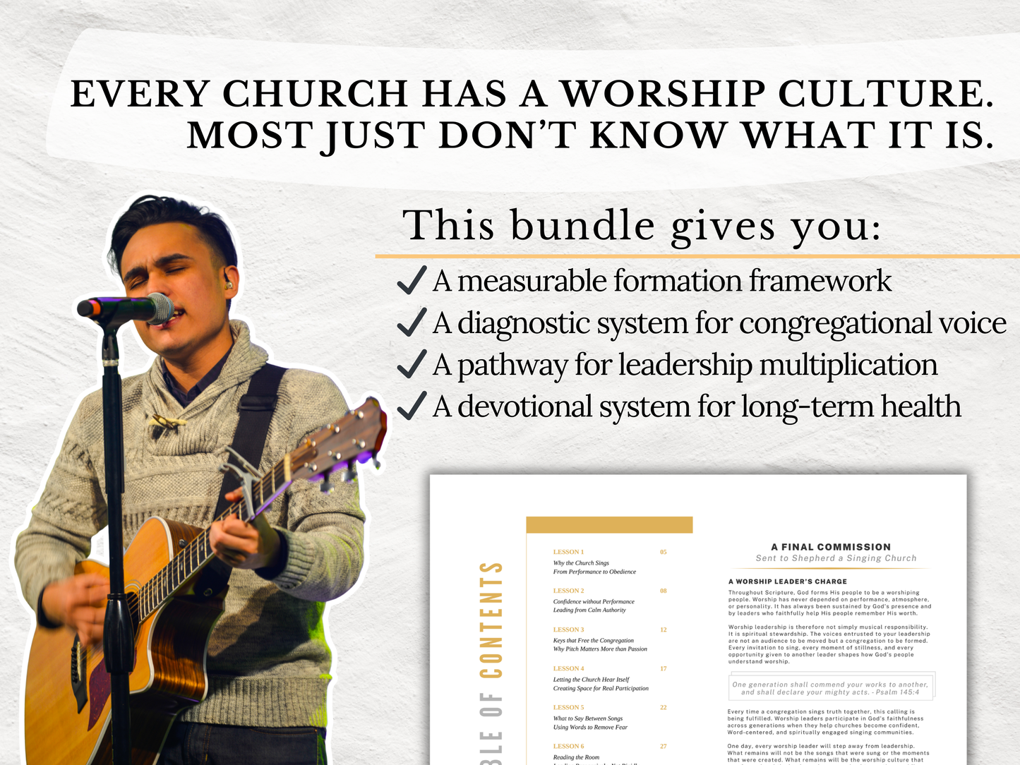 Worship Leader Training Handbook (64 Pages) + 52 Week Devotional | Worship Pastor Resource | Church Worship Ministry Worship Training Guide