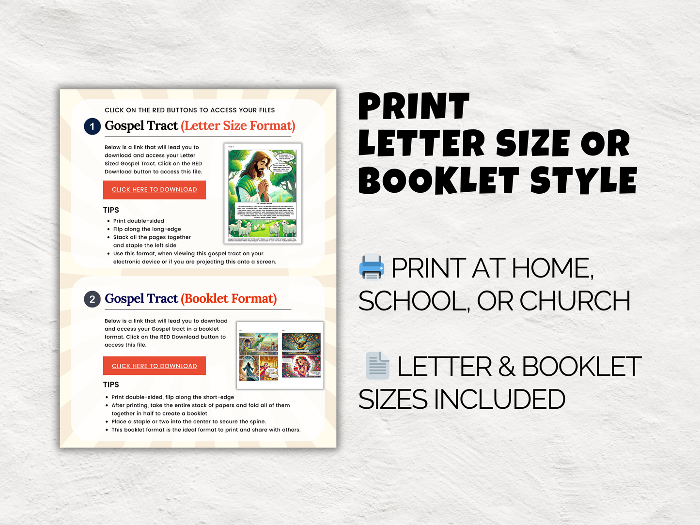 Comic Book Gospel Tract |  12 Page Graphic Novel to Share Jesus' Good News | Printable Evangelism Tool | Sinner's Prayer Included