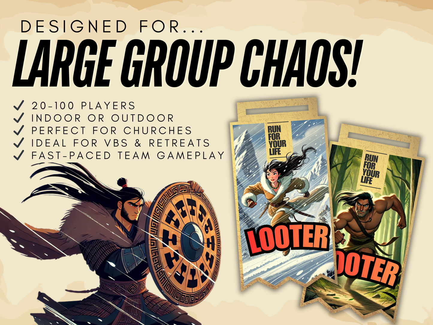 Loot and Legends Christian Youth Group Game | Armor of God Printable Game | VBS Large Group Activity | Church Camp Team Game for Kids and Teens