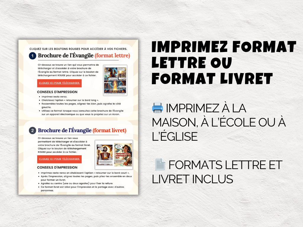 Bande dessinée chrétienne imprimable — tract de l’Évangile pour enfants et ados | Plan du salut | Format lettre + livret | Heart and Hyssop